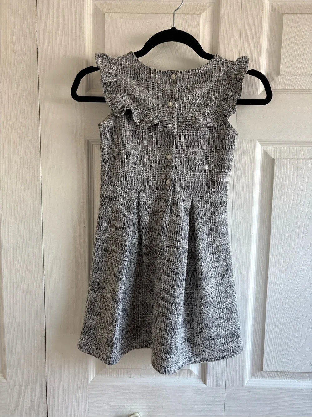 Janie and Jack Tweed‎ Dress Black White Woven A-Line Ruffle 7 Preppy Occasion